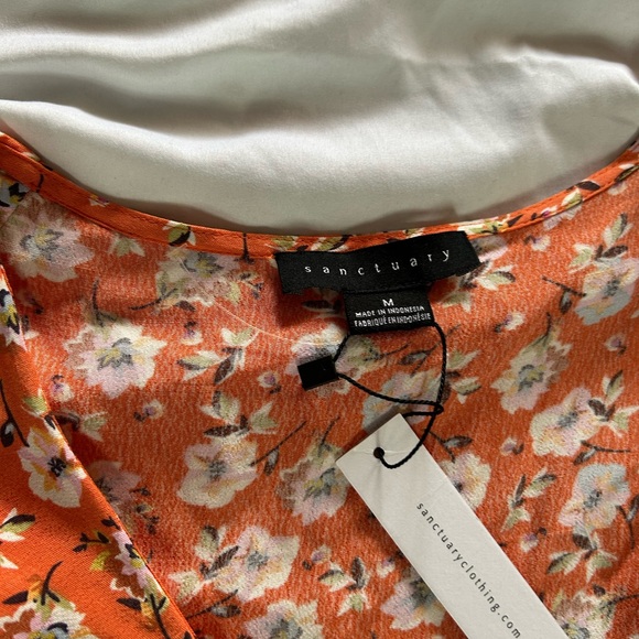 Sanctuary Dress Johanna Wrap Floral Print Women Orange Size M New With Tags - Picture 8 of 12